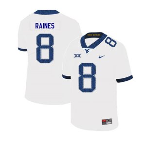 Men's West Virginia Mountaineers NCAA #8 Kwantel Raines White Authentic Nike 2019 Stitched College Football Jersey EX15Z62ZB